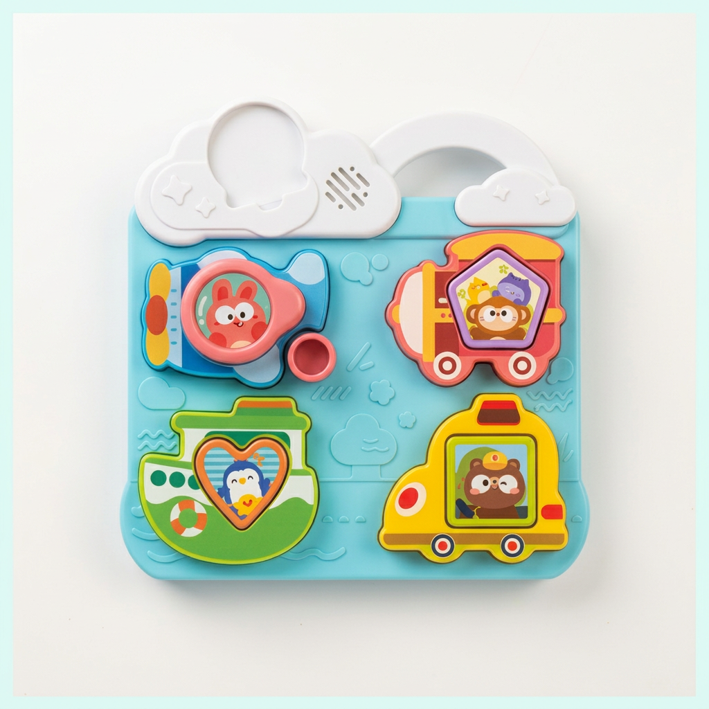 بازل بقطع طائرة وقطار وقارب وسيارة | Shape puzzle with airplane, train, boat and car pieces