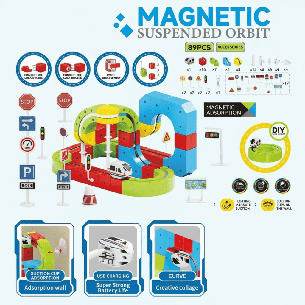 Magnetic Suspension Train Track Set (89 Pieces) - Skills Toy Store