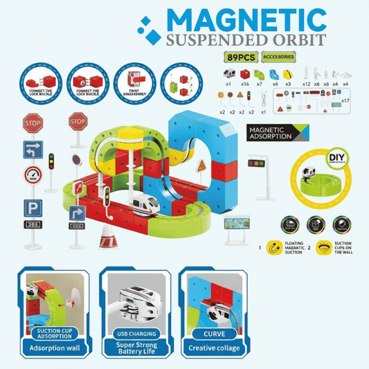 Magnetic Suspension Train Track Set (89 Pieces) - Skills Toy Store
