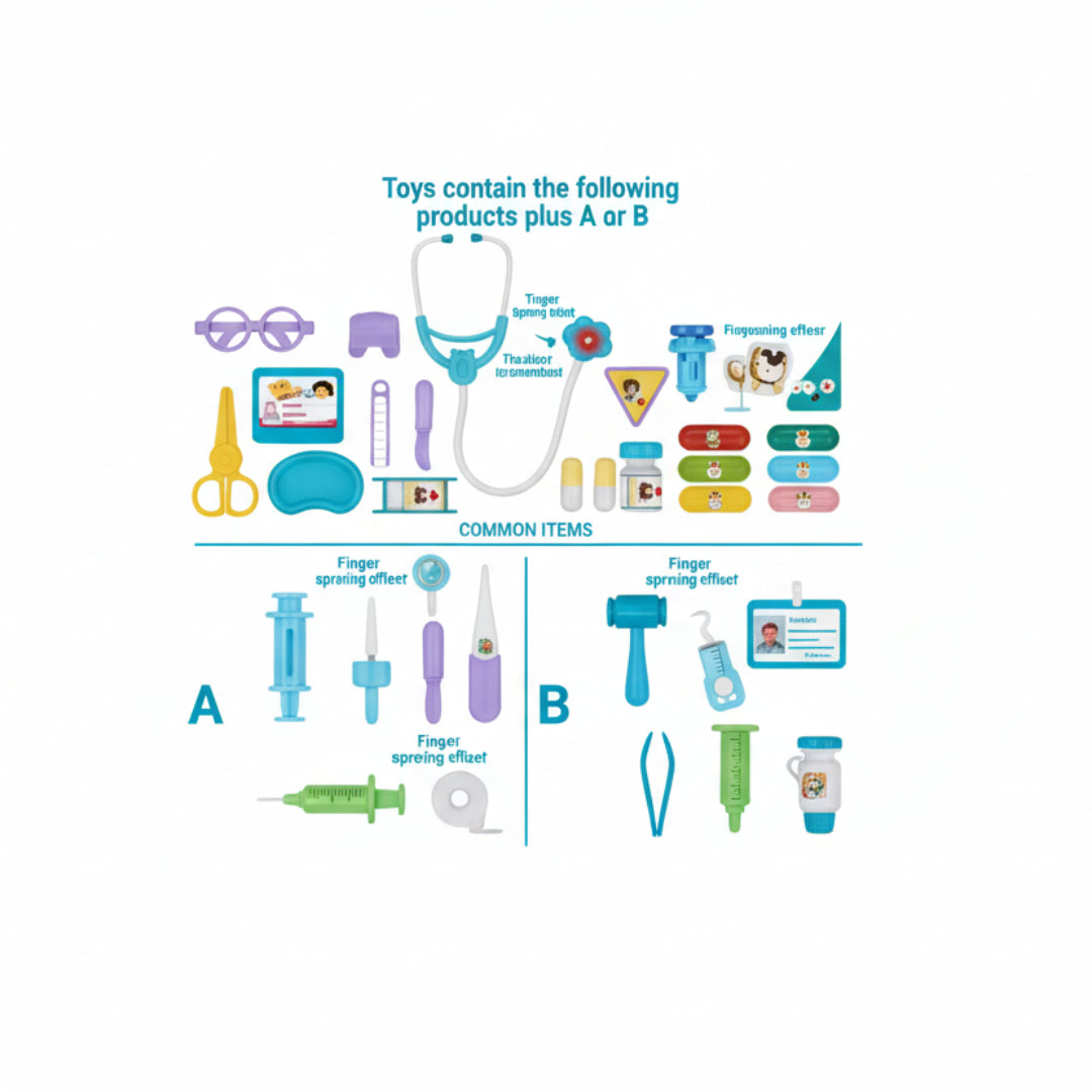 مكونات شنطة الدكتور اللعبة  -  طقم طبي   كامل موديل B | Kids Medical Kit - Toy Doctor Set Model B - Skills Toy Store 
