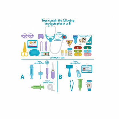 مكونات شنطة الدكتور اللعبة  -  طقم طبي   كامل موديل B | Kids Medical Kit - Toy Doctor Set Model B - Skills Toy Store 