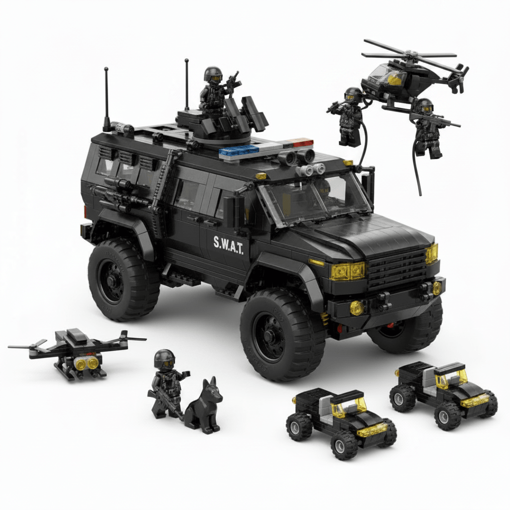 SWAT Truck 6-in-1 Building Set – 1000 Pieces - Skills Toy Store